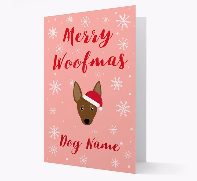 'Merry Woofmas {dogsName}' Card with your {breedFullName} Christmas Icon